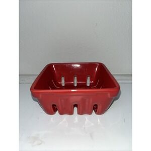 Sur La Table Red Ceramic Berry/Strawberry‎ Basket Earthenware